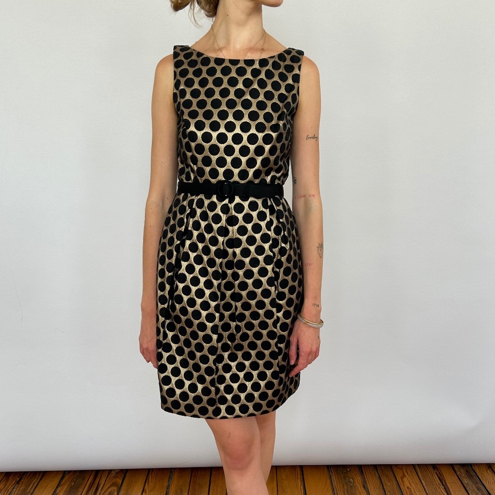 Gold and black polka dot dress